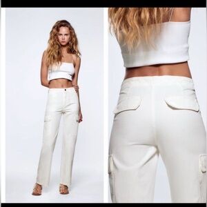 ZARA | women’s white cargo pants size 10
